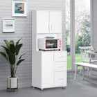 HOMCOM - Armoire de cuisine moderne avec espace pour micro-ondes - blanc-Un meuble de rangement à 2 portes avec étagère, un support pour micro-ondes, un meuble de rangement inférieur et 3 tiroirs répondent à vos besoins 