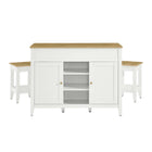 Modway - Garland 3 pièces Îlot de cuisine et ensemble de tabouret, Chêne Blanc-10