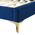 Modway - Alexandria Touffe Performance Velvet Lit à plateforme jumelle, Marine-8