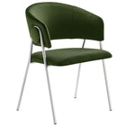 Modway - Nella Rembourré Performance Velvet Chaise à manger Ensemble de 2 - Argent vert mousse-Goupilles de pied protectrices
