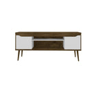 Manhattan Comfort - Meuble TV Bradley 62,99 po style Mid-Century Modern - Brun Rustique et Blanc-Garantie limitée du fabricant de 30 jours