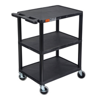Luxor - Chariot utilitaire à trois plateaux plats de 34" H Luxor ENDURA - 24" L x 18" P - noir-Le chariot comprend trois plateaux plats fabriqués à 100 % en polyéthylène haute densité recyclé, offrant un support solide pour une variété d'articles