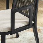 Modway - Monarch Bois et rotin Fauteuil à manger - Ivoire à tissage noir noir à bruyère-Glissières de plancher sans marquage