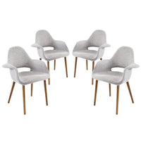 Modway - Aegis Fauteuil à manger Ensemble de 4 - Gris clair-Design du milieu du siècle avec un look moderne