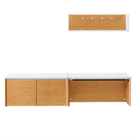 Modway - Kinetic Support mural de 38" Bureau avec armoire et tablette - White Natural-Bureau, armoire et tablette murales