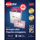 Avery - Étiquettes d’adresse Easy Peel, blanches, laser/jet d’encre, 4 x 1 1/3 po, paquet de 1 400 (5162)-Étiquette permanente