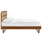 Modway - Sidney Canne et bois Lit plateforme Queen avec pieds angulaires, Noyer-Construction en bois, MDF et placage