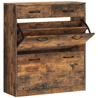 HOMCOM - Armoire d’entrée avec 2 tiroirs basculants pour 12 paires - brun rustique-Design compact, idéal pour les petites entrées, les couloirs ou tout espace étroit