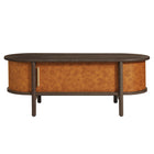 Modway - Coralie Cuir végétalien courbé Ovale Table basse - Noyer Tan-Assemblée requise
