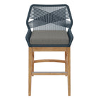 Modway - Wellspring Terrasse extérieure Teck et corde Tabouret de comptoir - Graphite bleu-Assemblée requise