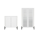 Manhattan Comfort - Ensemble de 2 meubles modernes Abbey : armoire d’appoint et bibliothèque - blanc-Armoire moderne d’accent et armoire décorative pour salle à manger, salon et chambre à coucher, lot de 2