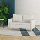 HOMCOM - Canapé 2 places 56 po pour chambre avec poches latérales - blanc crème-Coussin d’assise rembourré en mousse haute densité et packs de ressorts internes pour un confort optimal 