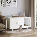 PawHut - Enclos pour bac à litière pour chat - blanc-Fabriqué en panneau MDF robuste 