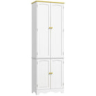 HOMCOM - Armoire de cuisine autoportante avec 4 étagères et 4 portes - blanc-Conception de rangement à six niveaux, vous offrant beaucoup d'espace pour tous les besoins de la cuisine 