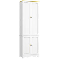 HOMCOM - Armoire de cuisine autoportante avec 4 étagères et 4 portes - blanc-Conception de rangement à six niveaux, vous offrant beaucoup d'espace pour tous les besoins de la cuisine 