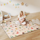 Qaba - Tapis de jeu d’activité bébé pliable et imperméable - 180 cm L x 150 cm l - thème alphabet et animaux-Mousse XPE de 1 cm d'épaisseur offrant une aire de jeu sécurisée et rembourrée 