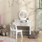Qaba - Coiffeuse pour enfant avec miroir et tabouret - Blanc-Material: MDF 