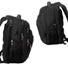 Swissdigital - Sac à dos noir NEPTUNE avec localisateur SDD-CONFORME AUX NORMES TSA - Le sac à dos idéal pour les voyages en avion. En quelques gestes, il s'ouvre à 180 degrés, permettant au personnel de sécurité de l'aéroport d'inspecter rapidement et facilement votre bagage cabine sans sortir votre ordinateur portable ou votre tablette.