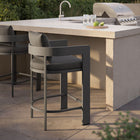 Modway - Tahoe Terrasse extérieure Aluminium pour patio Tabouret de comptoir - 36,5 po - Fusain-Sièges à hauteur de coutner