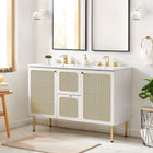 Modway - Chaucer 48" Meuble de salle de bain à double lavabo - Blanc blanc-Boutons d’armoire en métal