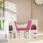 HOMCOM - Bibliothèque à 6 casiers avec coussin de siège - rose-Six compartiments pour ranger des livres, des décorations et plus encore 