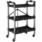 HOMCOM - Chariot à outils pliable à 3 niveaux avec roulettes-Se plie à 7,3 po (18,5 cm) pour un rangement compact n'importe où dans la maison