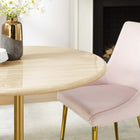 Modway - Lippa Rond de 36 po Faux travertin Table à manger, Travertin d’or-Sièges 4