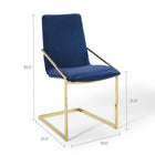Modway - Pitch Performance Velvet Fauteuil à manger - Marine d’or-Cadre géométrique