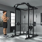 Soozier - Rack De Puissance Multifonction - Machine Smith Avec Barre De Traction-Comprend des accessoires pour les triceps, les tirages et les exercices de landmine  