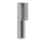 Ceha - Série RH, batterie simple, casier 2 niveaux avec aérations à persiennes - poignée encastrée, gris clair-Rangement sécurisé avec ventilation avant à fentes améliorée