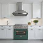 Kucht - 36 po Série KDF Cuisinière Pro Style au gaz propane - Acier inoxydable/Vert-Finition complète en acier inoxydable avec poignée professionnelle et boutons de commande en métal argenté classique pour un look haut de gamme et durable