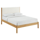 Modway - Olea Bois massif Boucle à touffes de canal Lit de plateforme King, Feather Oak-Soutient des matelas jusqu’à 10 pouces d’épaisseur