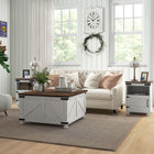 HOMCOM - Table basse relevable avec compartiment caché - blanc-Le dessus relevable offre un espace de travail ou de repas supplémentaire