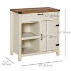 HOMCOM - Buffet 29,9 po L - blanc-Le design polyvalent s'adapte parfaitement à la salle à manger, la cuisine, le salon ou tout autre espace restreint nécessitant un peu plus de rangement 
