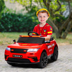 Qaba - Voiture de police électrique 12V pour enfants avec télécommande - rouge-Comprend de la musique, un klaxon, une sirène et des lumières pour un amusement interactif 