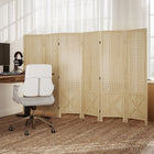 HOMCOM - Cloison de séparation autoportante 6 panneaux avec présentoir à panneau perforé pour bureau à domicile - bois naturel-Dimensions totales : 89,8 po l x 56,9 po H x 0,7 po P (228 x 144,5 x 1,7 cm)  
