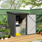 Outsunny - Remise de jardin adossée 3 pi x 3 pi - gris foncé-Structure en acier, résistante à la rouille  
