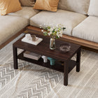 HOMCOM - Table basse 2 niveaux avec étagère de rangement pour salon - noyer-Un certain assemblage est requis