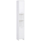 HOMCOM - Armoire de rangement de salle de bain mince avec deux portes et étagère réglable - blanc-Design élégant, idéal pour la salle de bain, la cuisine et plus encore   