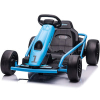 KIDS ON WHEELZ - Kart d'extérieur haute vitesse 24 V avec ceinture de sécurité - Bleu-Haute performance : propulsé par deux moteurs 775 (25 000 tr/min), ce kart atteint des vitesses de 10 à 13 km/h avec des modes haute et basse vitesse.