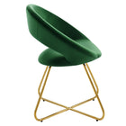 Modway - Nouvelle Performance Velvet Chaise à manger Ensemble de 2 - Émeraude d’or-Cadre solide en métal doré