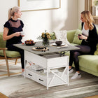 HOMCOM - Table basse relevable avec compartiments cachés - gris ciment-Surface en mélamine résistante à l'eau, aux rayures et aux taches pour un nettoyage facile