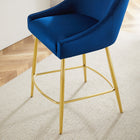 Modway - Discern Tabourets de comptoir - Marine - Ensemble de 2-Pieds en acier inoxydable en or brossé