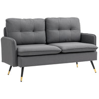 HOMCOM - Canapé d’amour 55 po avec dossier capitonné - gris foncé-Le design deux places est excellent pour les espaces limités tout en étant assez spacieux pour s'y blottir et lire   