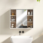 HOMCOM - armoire de rangement murale pour salle de bain avec porte miroir et étagère - blanc-Couleur : blanc, chêne 