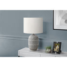 Monarch Specialties - Luminaire - 22 po H Lampe De Table - Céramique Gris - Abat-Jour Ivoire / Crème - Contemporain - Moderne-Parfaite pour éclairer divers espaces et créer une ambiance chaleureuse en appuyant sur l'interrupteur à bouton rotatif facile à allumer et à éteindre, qui peut accueillir une ampoule de 100 W (non incluse)