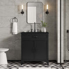 Modway - Steamforge 30" Vanette de salle de bain - Noir noir-Étagère avec découpe de plomberie