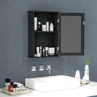Kleankin - Armoire de salle de bain murale avec miroir et étagères - noir-Miroir extérieur pour mieux se préparer le matin pour le maquillage ou le rasage 