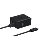 Samsung - Adaptateur secteur 50 W Duo - Noir-Chargement ultra rapide : Galaxy S10 5G, Galaxy Note10, Galaxy Z Fold2, Galaxy Z Flip3 et versions ultérieures / Galaxy A90 5G, A80, A70, A52, A33, A23, A05, A15 et versions ultérieures / Galaxy M31s, M51, M62, M23, M53, M14 et versions ultérieures / Galaxy Tab S7 et versions ultérieures ; Chargement ultra rapide 2.0 : Galaxy Note 10+, Galaxy S20 Ultra, Galaxy S22+, Galaxy S22 Ultra, Galaxy S23+, Galaxy S23 Ultra, Galaxy S24+, Galaxy S24 Ultra / Galaxy Tab S7 & P