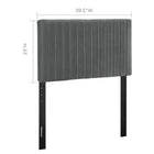 Modway - Keira Performance Velvet Tête de lit jumelée, Gris-Touffage vertical de canaux rayés